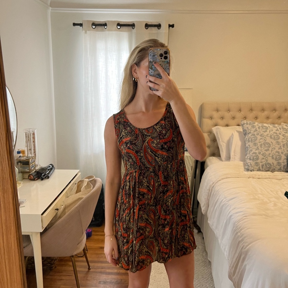 Red and Black Paisley Mini Dress